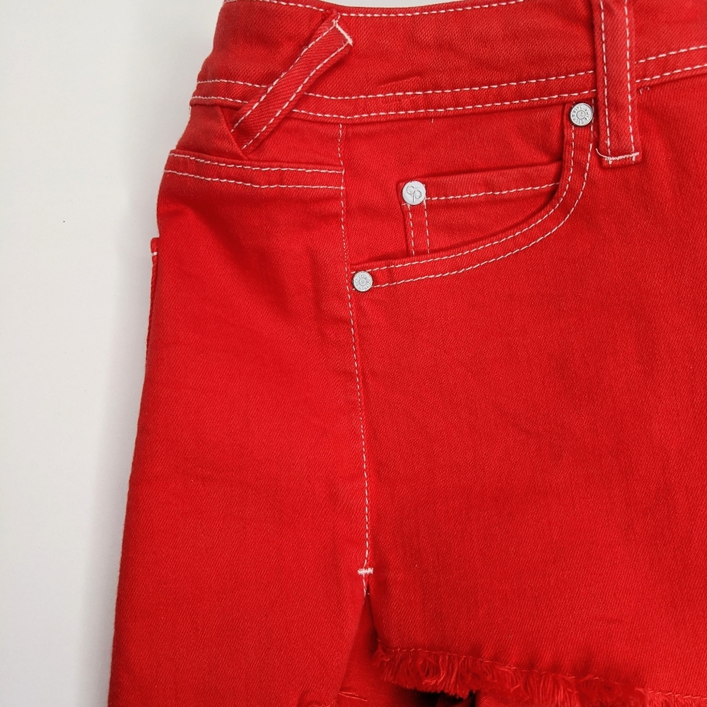 Celebrity pink denim shorts, red - Picture 6 of 8